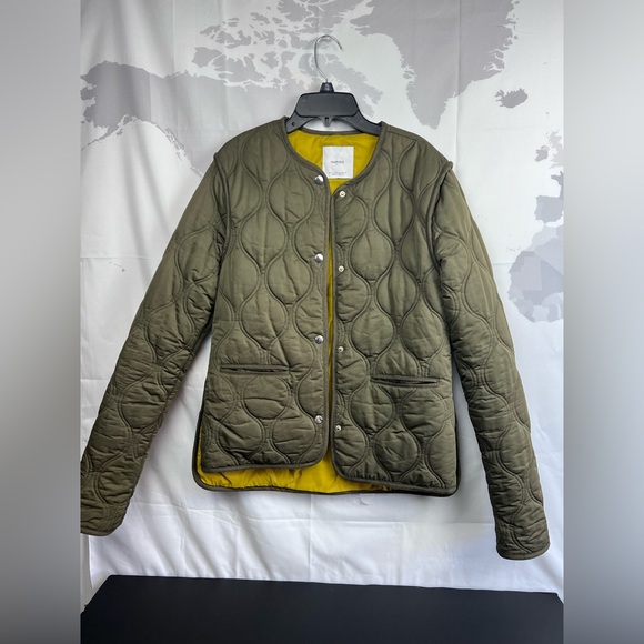 Mango olive green quilted jacket, size small - Picture 5 of 15